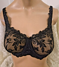 SOMA Bra Size 34C Black Lace Sensuous Lace Unlined Sheer Mesh Full Cup picture