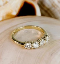 2.50 CTW Round Cut Natural Diamond  14K White Gold Eternity Band Engagement Ring picture
