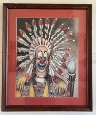 RED SKELTON Indian Clown Native American Tribal 1972 Hand Signed Lithograph VGUC picture