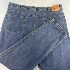 Levi's 550 Relaxed Fit Mens Blue Dark Wash Jeans Cotton 44X36 picture