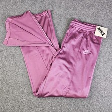 New Nike Vtg 80s Women's Pink Twill Track Pants Blue Tag Large Purple USA Made  picture