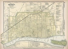 1891 Map Detroit Michigan Vintage Wall Poster Antique Style Ready to Frame Print picture