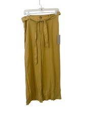 Joie Linen Blend Mustard Yellow Wide Leg Pants Large Beachy Minimalist Lagenlook picture
