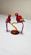 Rare Vintage Murano glass red macaw parrots picture