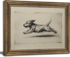 Vintage Gold Framed Wall Art Antique Terrier Sketch Wall Art Running Dog Wall De picture