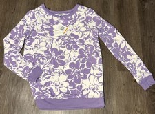 NWT Emily Daniels Women’s Floral Purple and White Knit Top Crewneck Pullover SM picture
