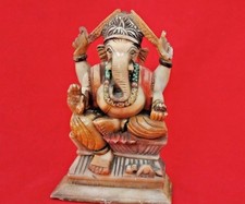Vintage Handcrafted Marble Ganesha Statue: Carved & Painted Home Decor picture