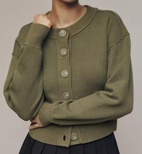 NWT Anthropologie The Sutton Cardigan Sweater in Olive Pit MSRP $98.00 picture
