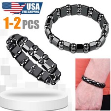 1-2x Hematite Magnetic Bracelets for Men and Women Hematite Magnetic Stone Beads picture