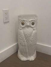 Rare Vintage Portuguese Ceramic Owl Umbrella Stand Holder 19” picture