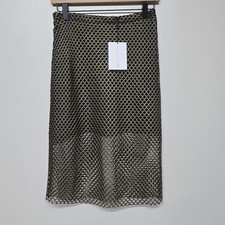 Alexis Larissa Lace Pencil Skirt Gold Metallic Mesh Black Lined Size Small NWT picture