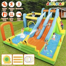 Kids Inflatable Double Water Slide Bounce House Splash Pool Outdoor Fun w/Blower picture
