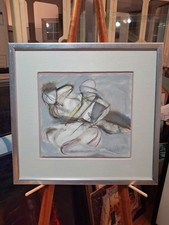 Vintage Abstract Figural Pastel Drawing, 20