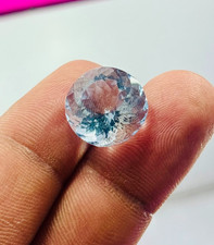 Natural Blue Aquamarine 18Ct Round Shape Loose Faceted Gemstone picture