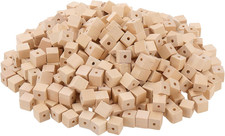 500 Pcs 1/2 Inch Wood Cubes with Holes, Unfinished Solid Wooden Blocks Wooden Sq picture