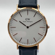 Daniel Wellington Men's Watch 41mm Rose Gold Tone Leather 30M New Battery 8.75