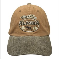 NWOT Wasilla Alaska Moose Forest Pine Tree Adult Cap Hat Strapback Adjustable picture