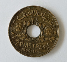 LEBANON - 2 1/2 PIASTRES 1940 FRENCH PROTECTORATE - V.FINE USED COIN KM # 10 picture