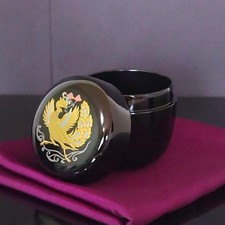 Kosai Nakamura Black Raden Maki-e Natsume Tea Caddy Box 6.6cm Japan picture