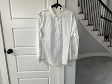 NWT Theory Boyfriend Button Down Shirt Womens XL White Office Career Oversized picture
