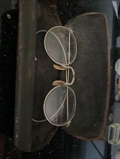 1880s-1920 Harry Potter Type Glasses Antique Steel Case. picture