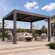 10x12FT Louvered Pergola Outdoor Metal Gazebo with Adjustable Louvers picture