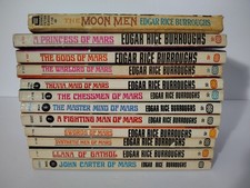 Edgar Rice Burroughs Paperback Books Mars #1-11 and The Moon Men Lot of 12 picture