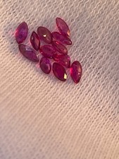 Rare Loose Lot (12) Marquise Cut Deep Red Natural Ruby Gemstones .58ctw picture