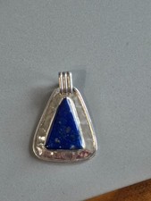 Authentic Blue Lapis Lazuli Gemstone set in a .950 Sterling Silver Stamped Bezel picture