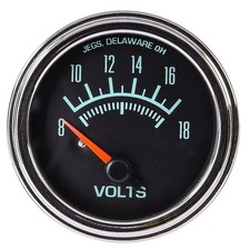 JEGS Voltmeter Gauge, Retro Style [2 1/16 in. Dia., 8-18 Volts] picture