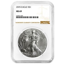 2015 $1 American Silver Eagle NGC MS69 Brown Label picture