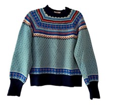 Vintage Made in Denmark Scandinavian 100% Wool Handmade Pullover Sweater Small  picture