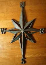 Compass Rose Nautical Ship Sailboat Cast Iron Rustic Patina Beach Home Decor New picture