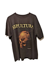 VTG Sepultura Black T-Shirt Men's XL Beneath The Remains 90s Death Metal Pit-Rip picture