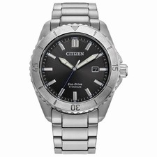 Citizen Brycen Eco-Drive Black Dial Super Titanium Men's Watch AW1840-50E picture