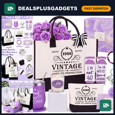 40th Birthday Gifts for Women - Vintage 1986 Tumbler, Tote Bag, Bracelet & More picture