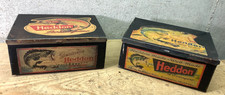 2 - Heddon Fishing Lure Bench Tackle Boxes (2) Metal Cigar boxes picture