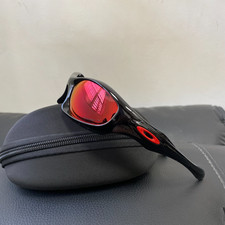 Oakley Monster Dog 00s Prizm Sunglasses Red Lens Gloss Black Frame Vintage picture