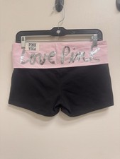 NWT Y2K PINK Victoria’s Secret Foldover Yoga Sequins Shortie Shorts Size Medium picture