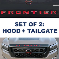 VINYL SET OF 2: TAILGATE + HOOD Gloss Red Letters 2022 2023 2024 2025 Frontier picture