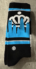 New Strideline Charlotte FC Crew Socks Crown Skyline MLS Black Blue NWOT Soccer picture