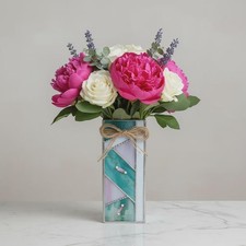 Handmade Geometric Stained Glass Vase picture