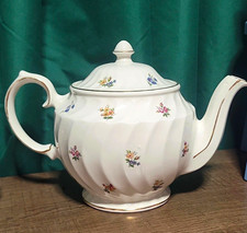 Vintage Sadler England Swirl Teapot Pattern #4198 Gold Trim picture