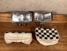 VINTAGE FOG LIGHTS OFF ROAD CHROME UNTESTED RECTANGLE WITH COVERS picture