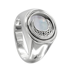 Large Crescent Moon Moonstone Flip Ring - Sterling Silver Jewelry Size 4-15 picture