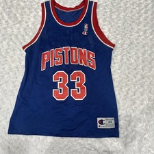 Detroit Pistons #33 Grant Hill Mens 44 Champion Vintage Basketball NBA Jersey picture