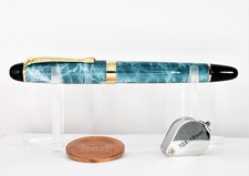NEW MALACHITE  JINHAO X450 STEEL FOUNTAIN PEN W/ GOLD PLATED MEDIUM NIB picture