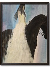 Pamela Bible Original 14x11 Impressionist Woman On Black Horse Painting Signed picture