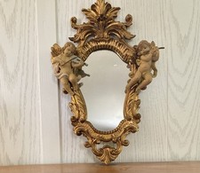 Vintage Italian Baroque Cherub Wall Mirror with Musical Putti Italy 14