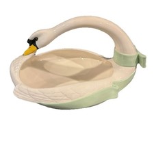 Vtg Swan Duck Ceramic Planter Basket Centerpiece Handpainted Signed By Artist picture